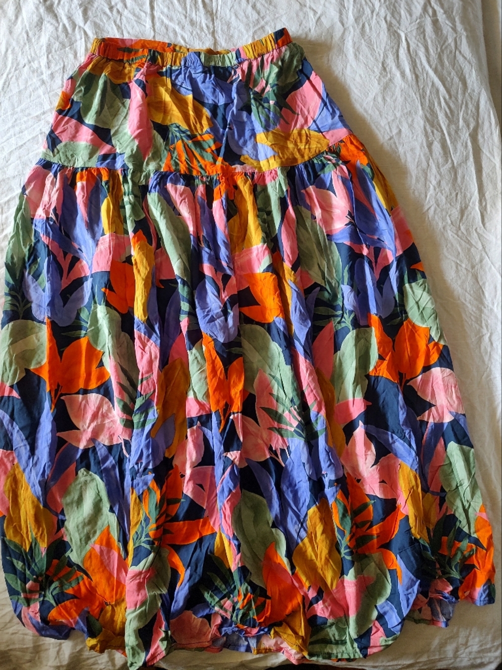 Abel The Label Vibrant Multi-Color Floral Midi Skirt Bohemian Medium Rayon - Picture 4 of 4